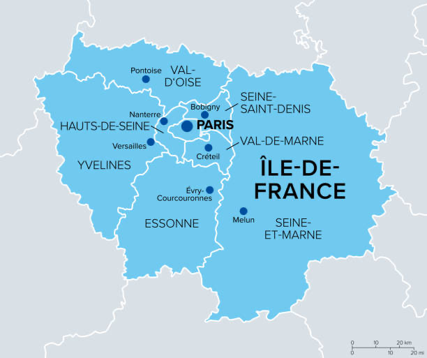 Carte de l'Île-de-France — zone d'intervention Esprit de Famille
